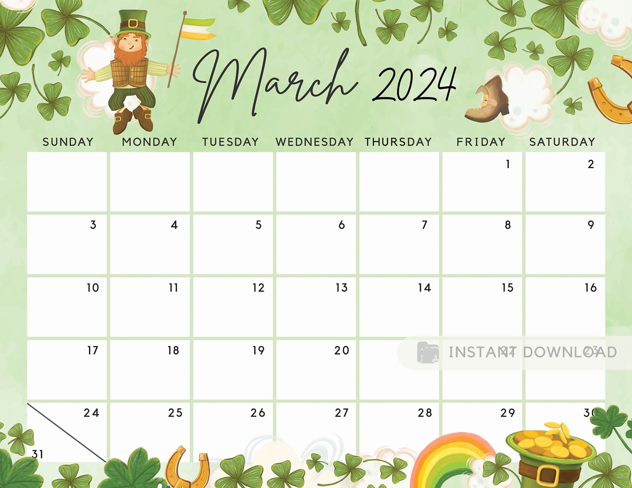 editable-march-2024-calendar-for-the-lucky-month-with-clovers-cute-pri