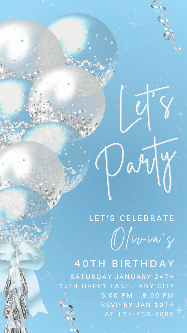 Animated Kid Baby Blue Party Invite for any Event Celebration, Editable Video Template, Birthday invitation for any Age| Digital E-vite