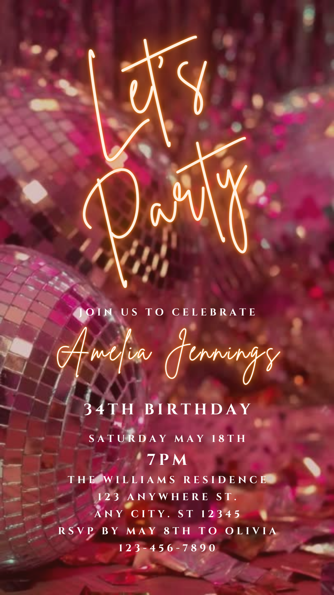 Disco Video Invite for any Party Events, Memorable Celebration Retirement, Birthday, Girl Night, Editable Invitation Digital Template