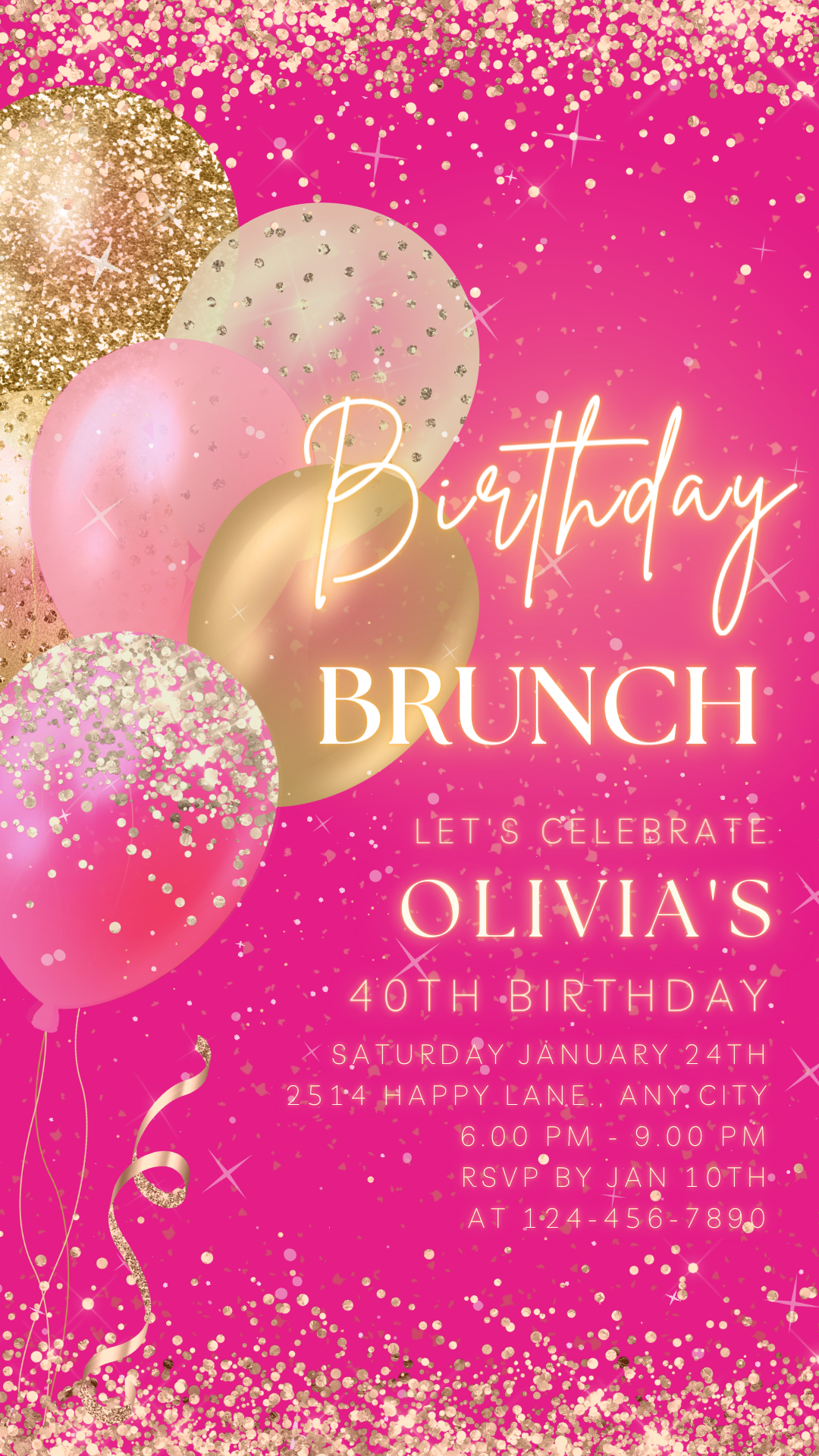 Animated Birthday Brunch Invite for any Event Celebration, Editable Video Template, Birthday invitation for any Age| Digital E-vite