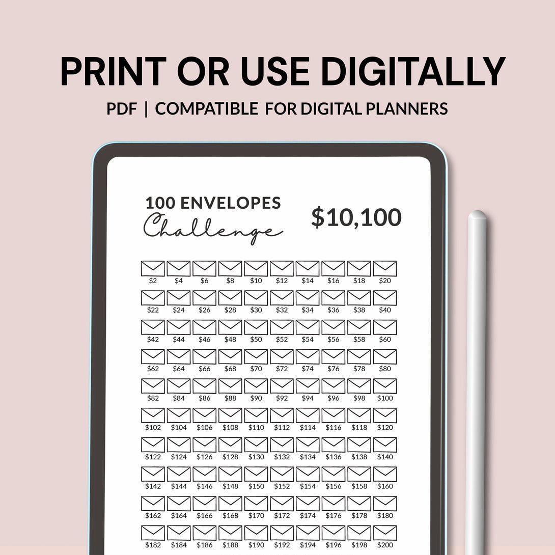 100 Envelope Challenge Bundle l Money Saving Challenge Tracker, Save 5000 up to 50000 Dollar Printable PDF, Saving Chart - Digital Download - Visley Printables