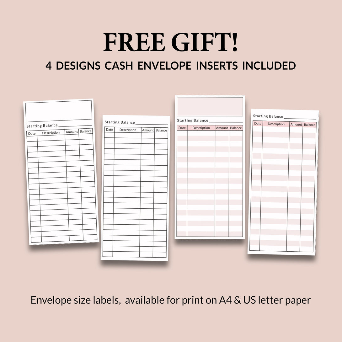 Free Printable Cash Envelope Tracker Inserts