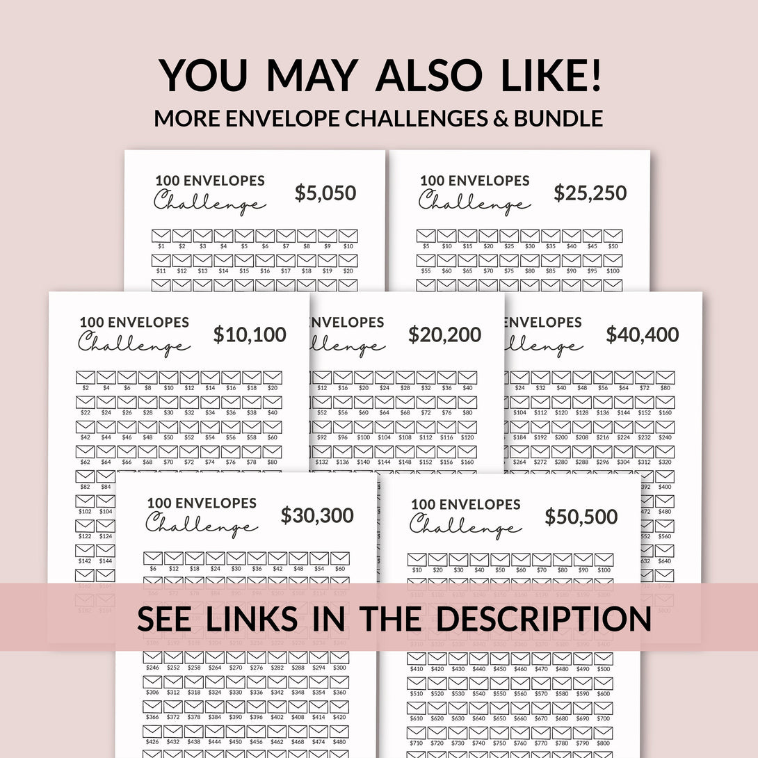 20K Saving Challenge l 100 Envelope Challenge for 20000 Savings, Printable 100 Day Money Saving Challenge Tracker Chart - Digital Download - Visley Printables