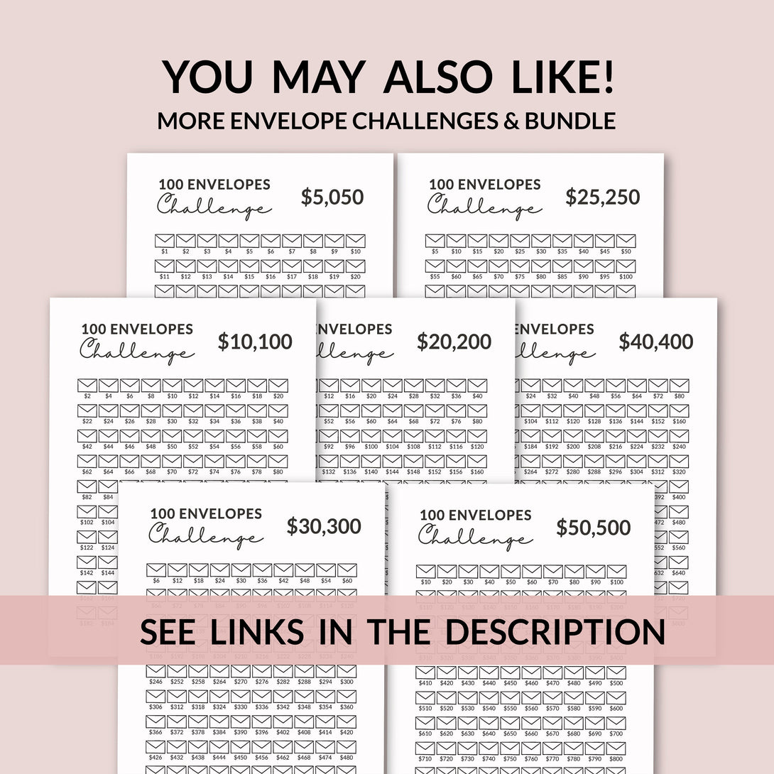 50K Saving Challenge l 100 Envelope Challenge for 50000 Savings, Printable 100 Day Money Saving Challenge Tracker Chart - Digital Download - Visley Printables