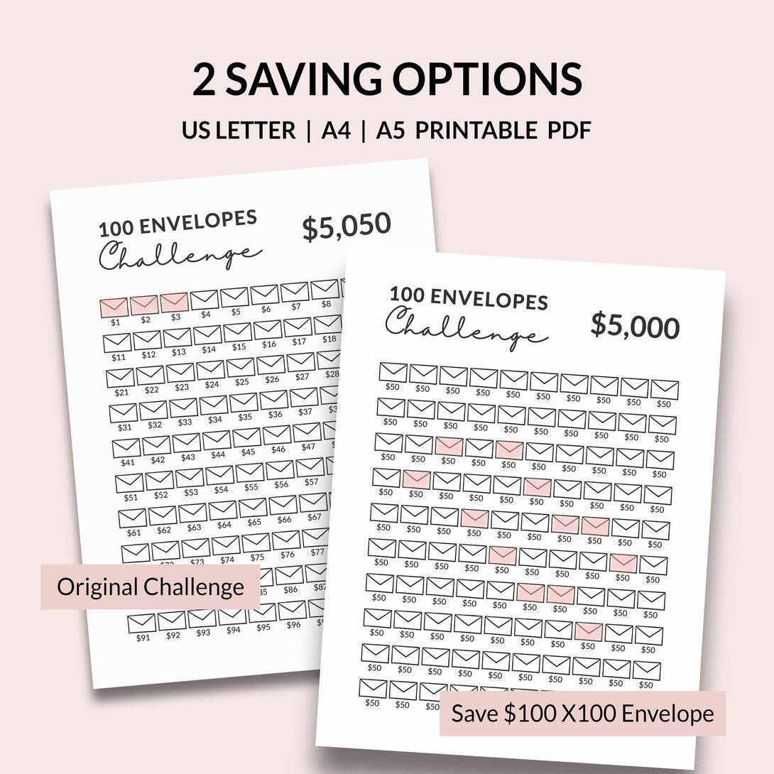 5K Saving Challenge l 100 Envelope Challenge for 15000 Savings, Printable 100 Day Money Saving Challenge Tracker Chart - Digital Download - Visley Printables