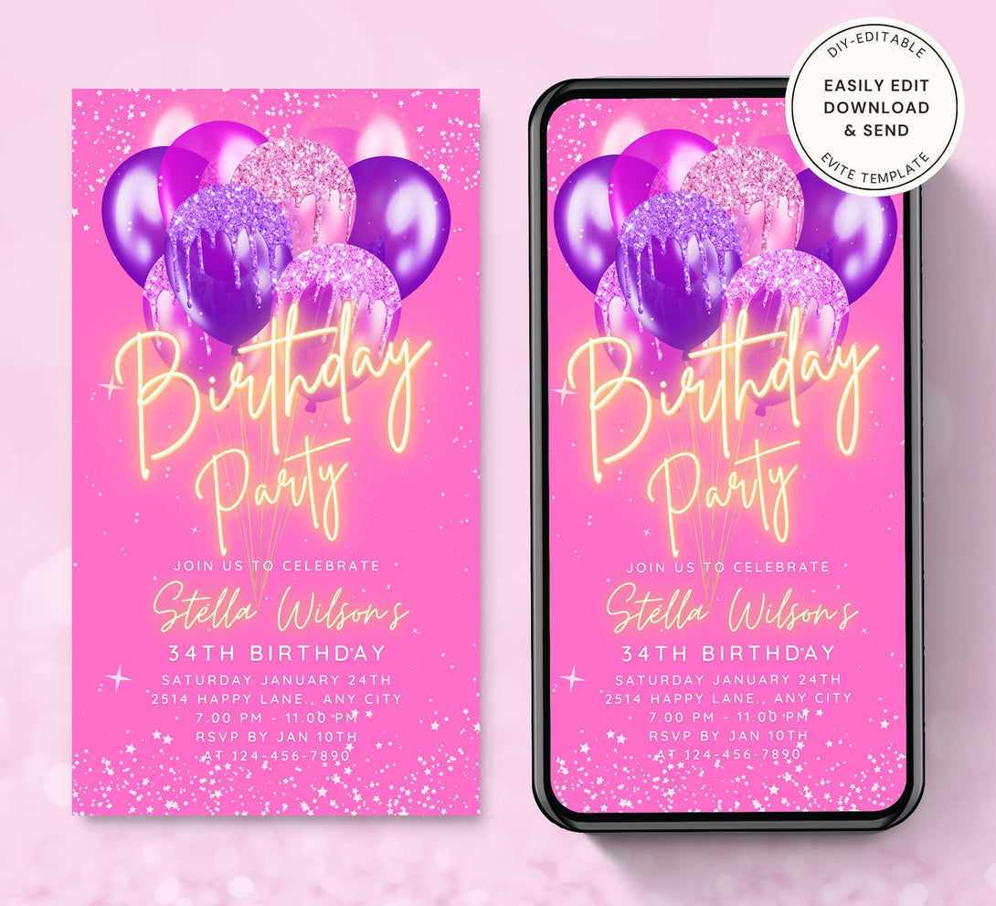 Animated Birthday Party invitation, Dancing Night Invite for any Event Celebration, Editable Video Template for any Age | Digital E-vite - Visley Printables
