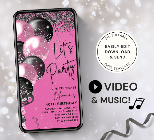 Animated Fun Let's Party invitation, Dance Night Invite for any Event Celebration, Editable Video Birthday Template | Digital E-vite - Visley Printables