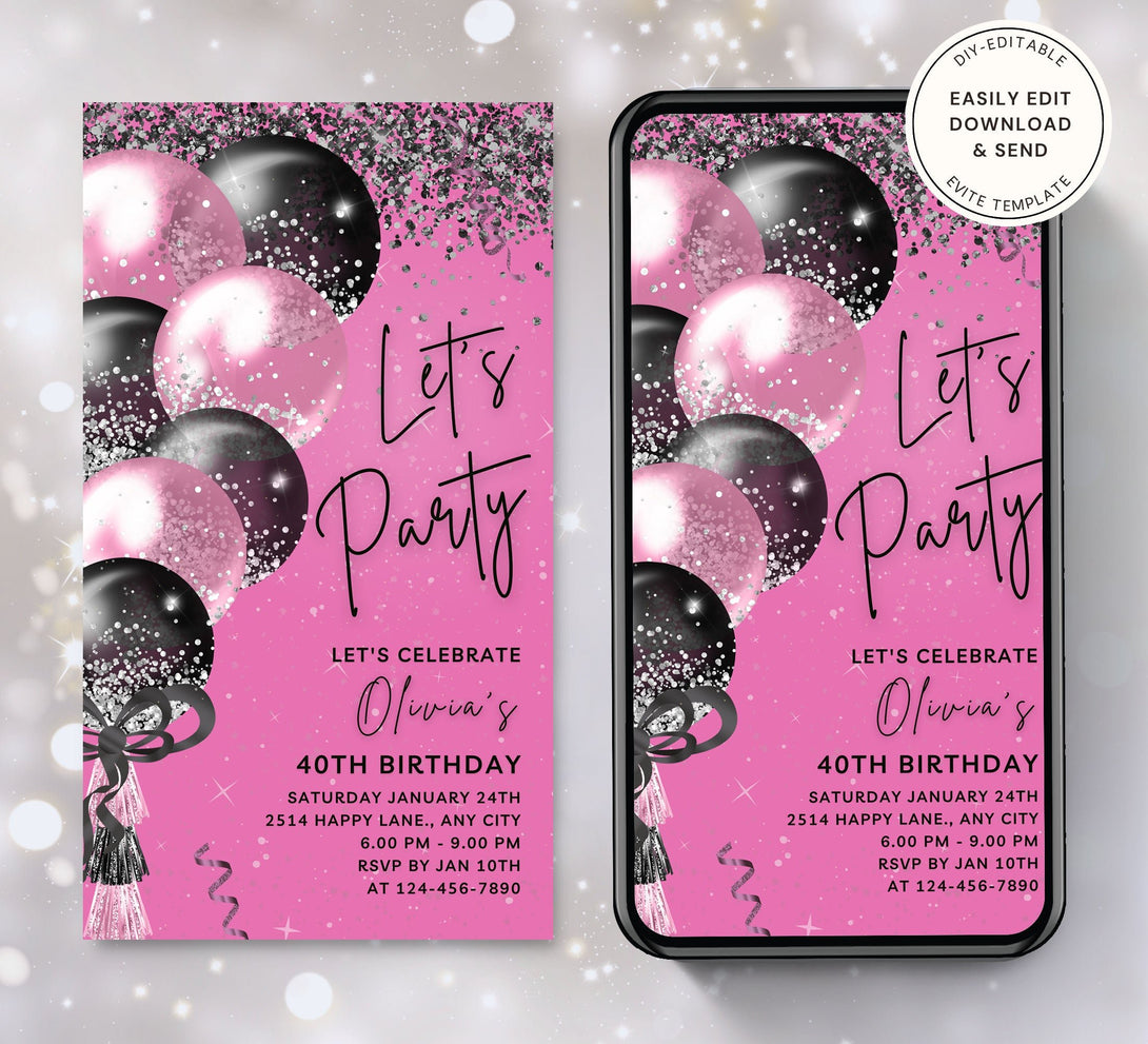 Animated Fun Let's Party invitation, Dance Night Invite for any Event Celebration, Editable Video Birthday Template | Digital E-vite - Visley Printables