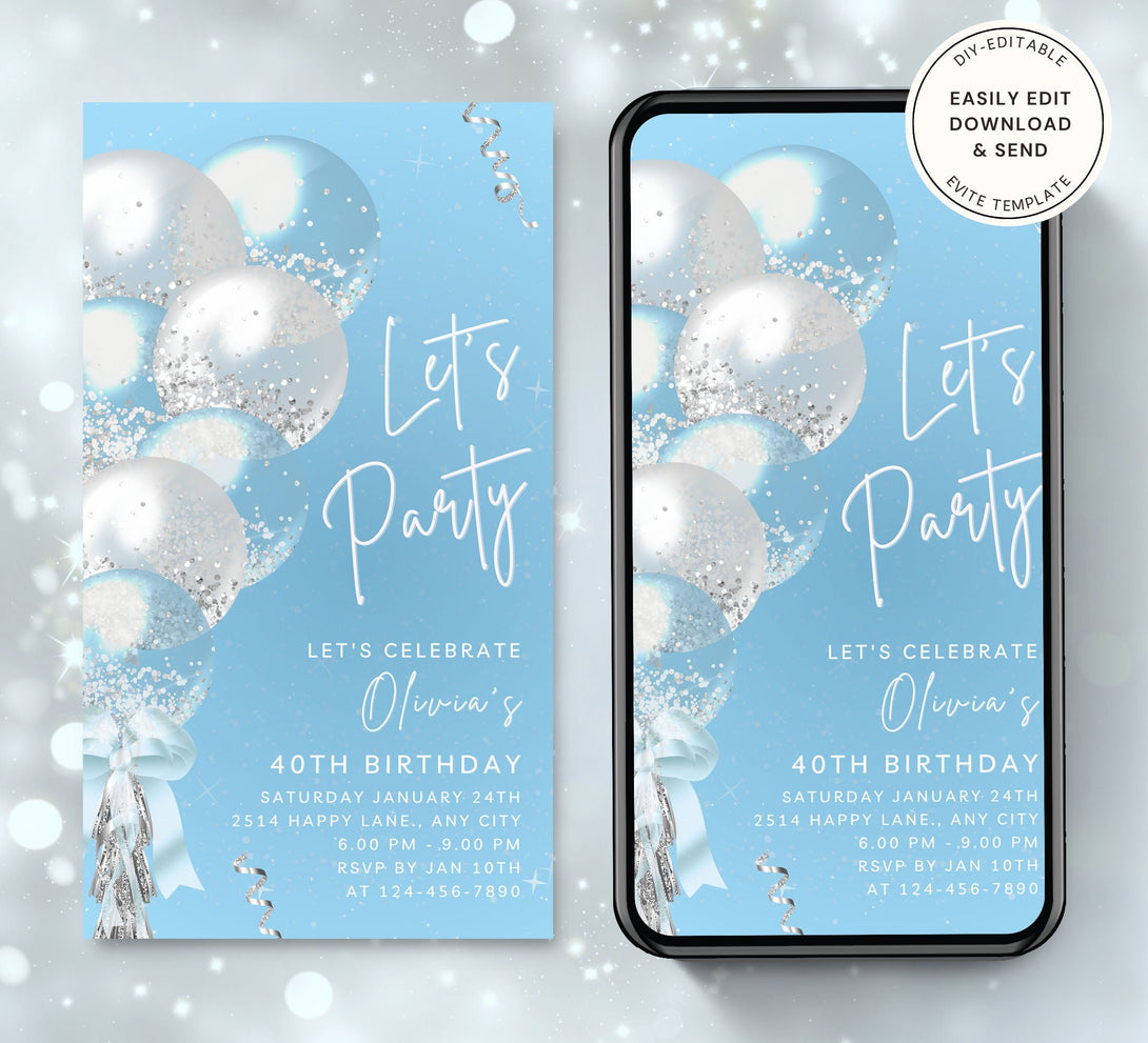 Animated Kid Baby Blue Party Invite for any Event Celebration, Editable Video Template, Birthday invitation for any Age| Digital E-vite - Visley Printables