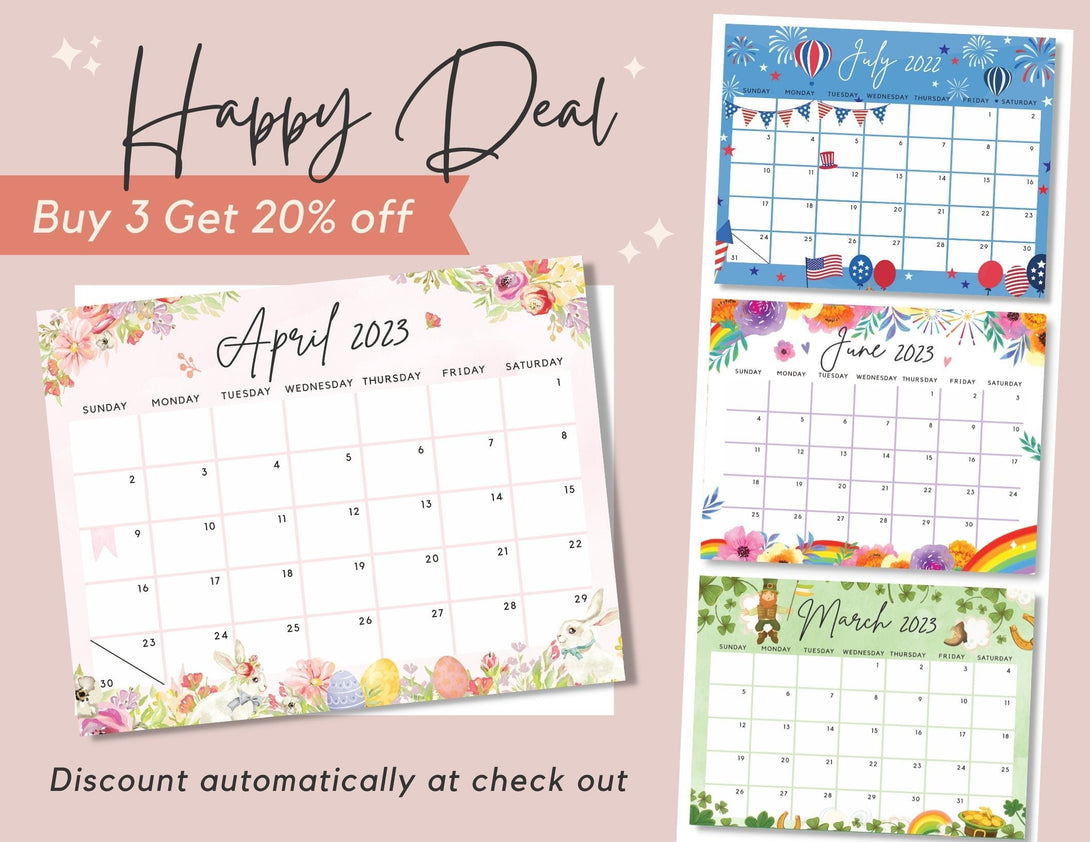 April 2023 Calendar, Spring & Summer Berries April 23 Printable Planner, Fillable Editable Calendar for Home and School Events PDF Download - Visley Printables