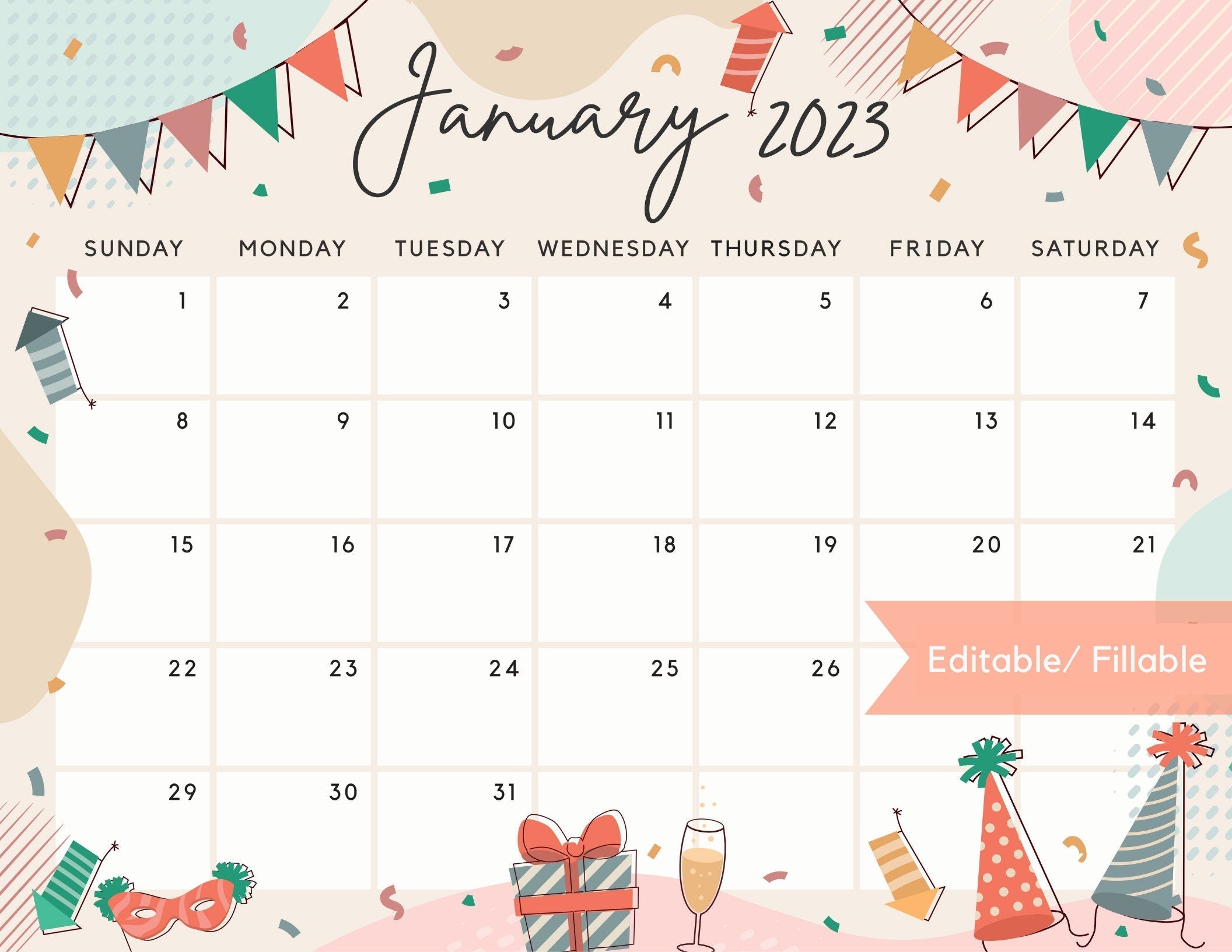 Calendar 2023 Bundle Pack, January to December 12 Monthly Printable Ed ...