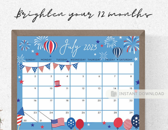 Calendar 2023 Bundle Pack, July to December 6 Monthly Printable Editab ...