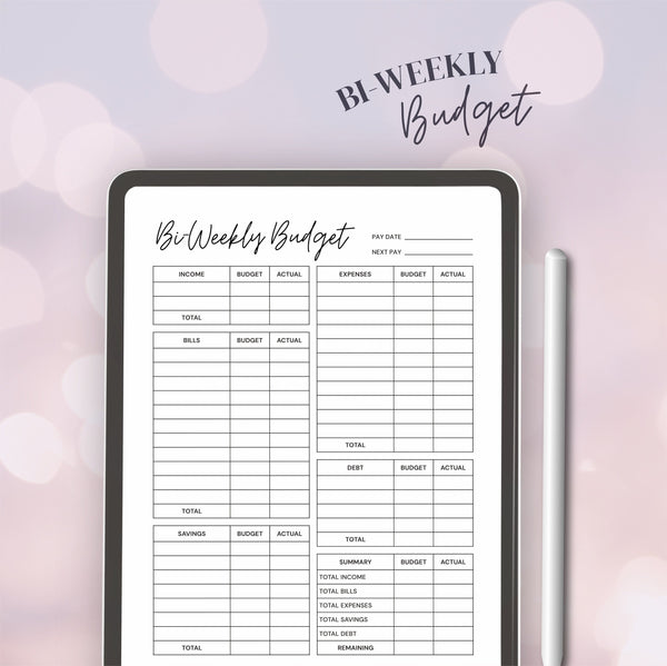 Printable Bi-Weekly Budget Planner, Fillable Biweekly Paycheck Budget Tracker, Budget Binder Template, Printable PDF - Digital Download - Visley Printables